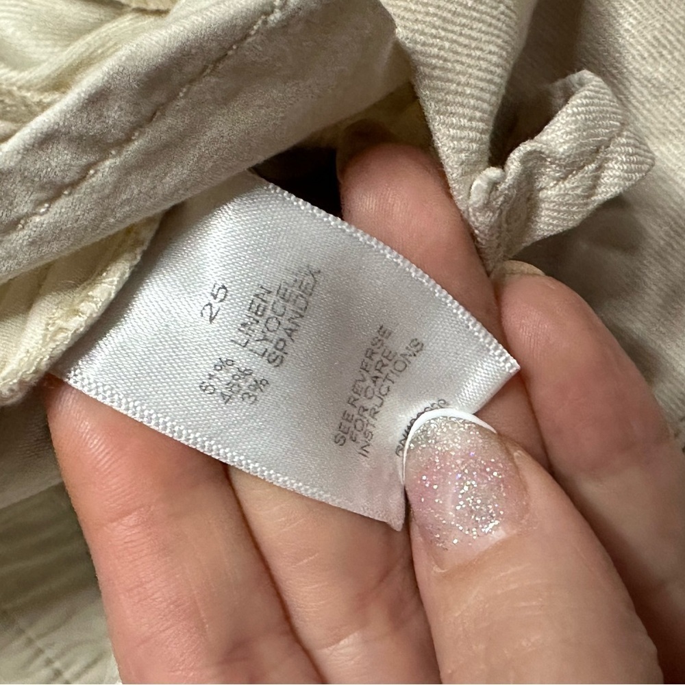 Evereve Womens 25 Beige Linen Blend High Rise Wide Leg Trousers - Picture 7 of 7